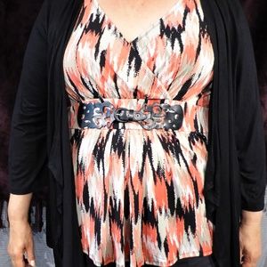 Style&Co Belted Attached Cardigan Top 3X